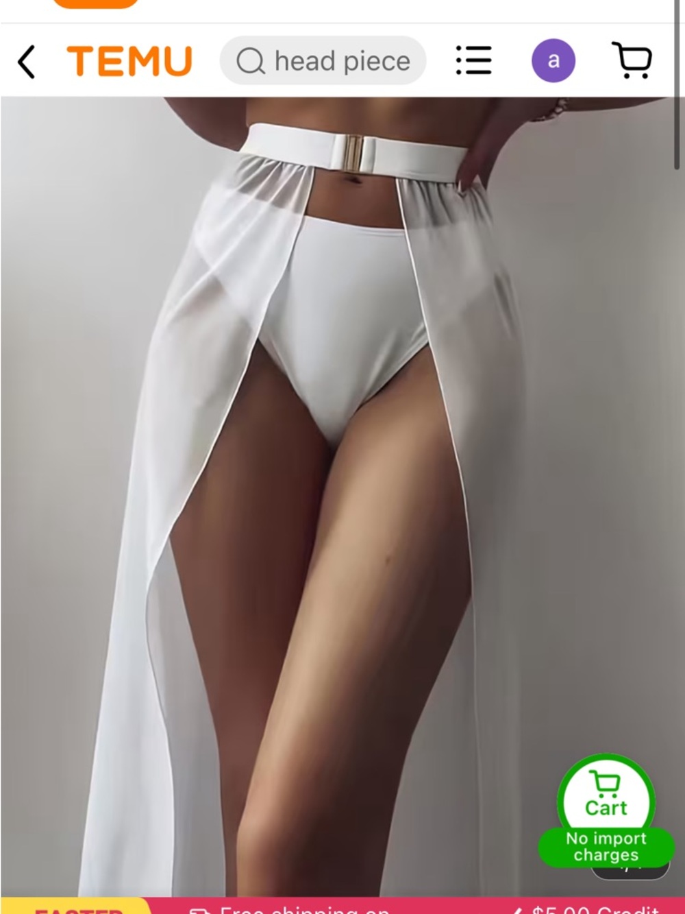 White Sheer High-Slit Beach Skirt with Belt